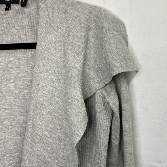 Theory Winxie Ribbed Knit Draped Cardigan Sweater Gray Size P / XS - Picture 3 of 6
